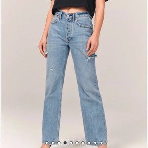 Abercrombie & Fitch 90's Baggy Low Rise Jeans 26 2 Short Medium Destroy Wash